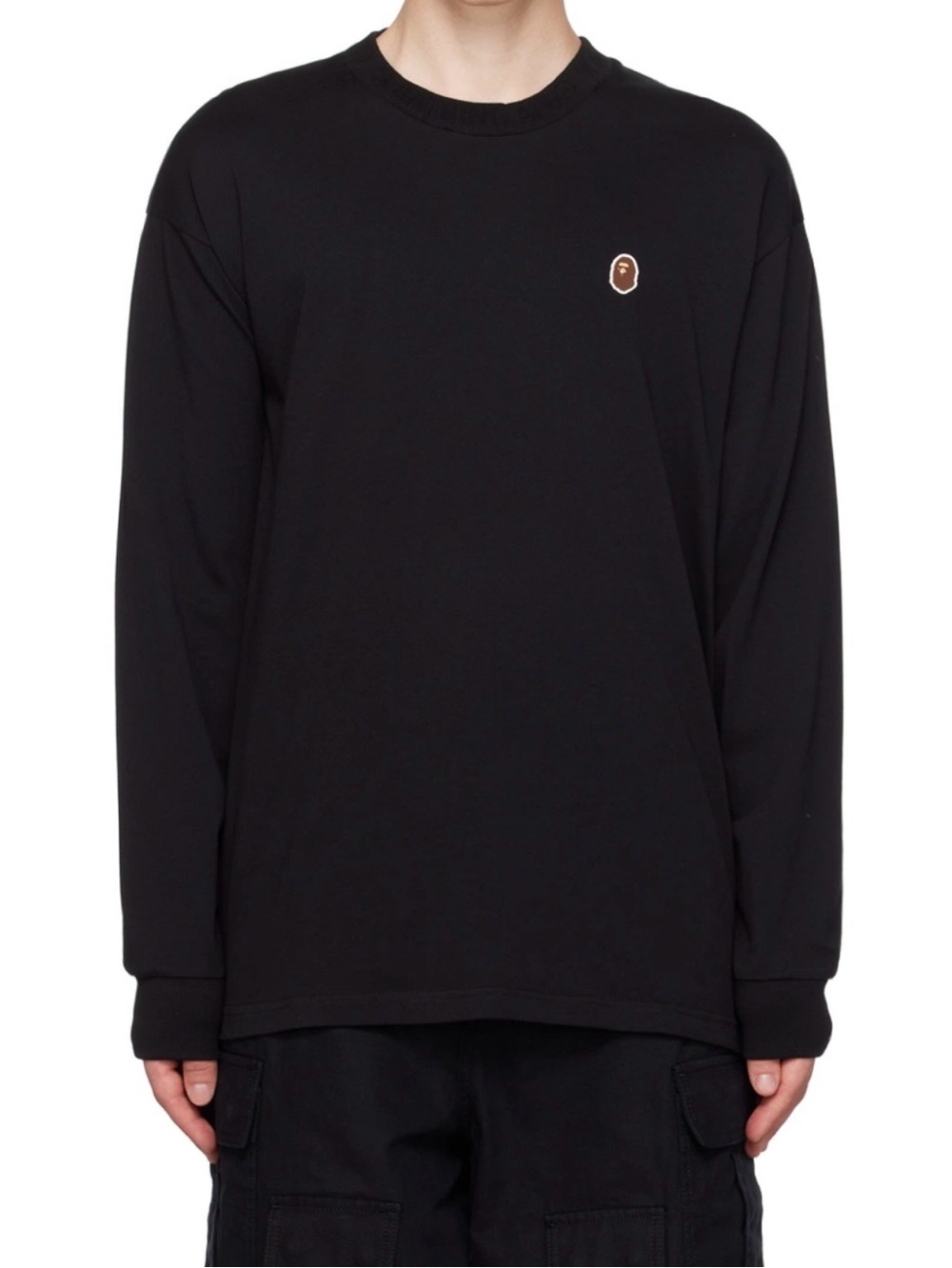 BAPE Black Long Sleeve Tee with Ape Head Logo